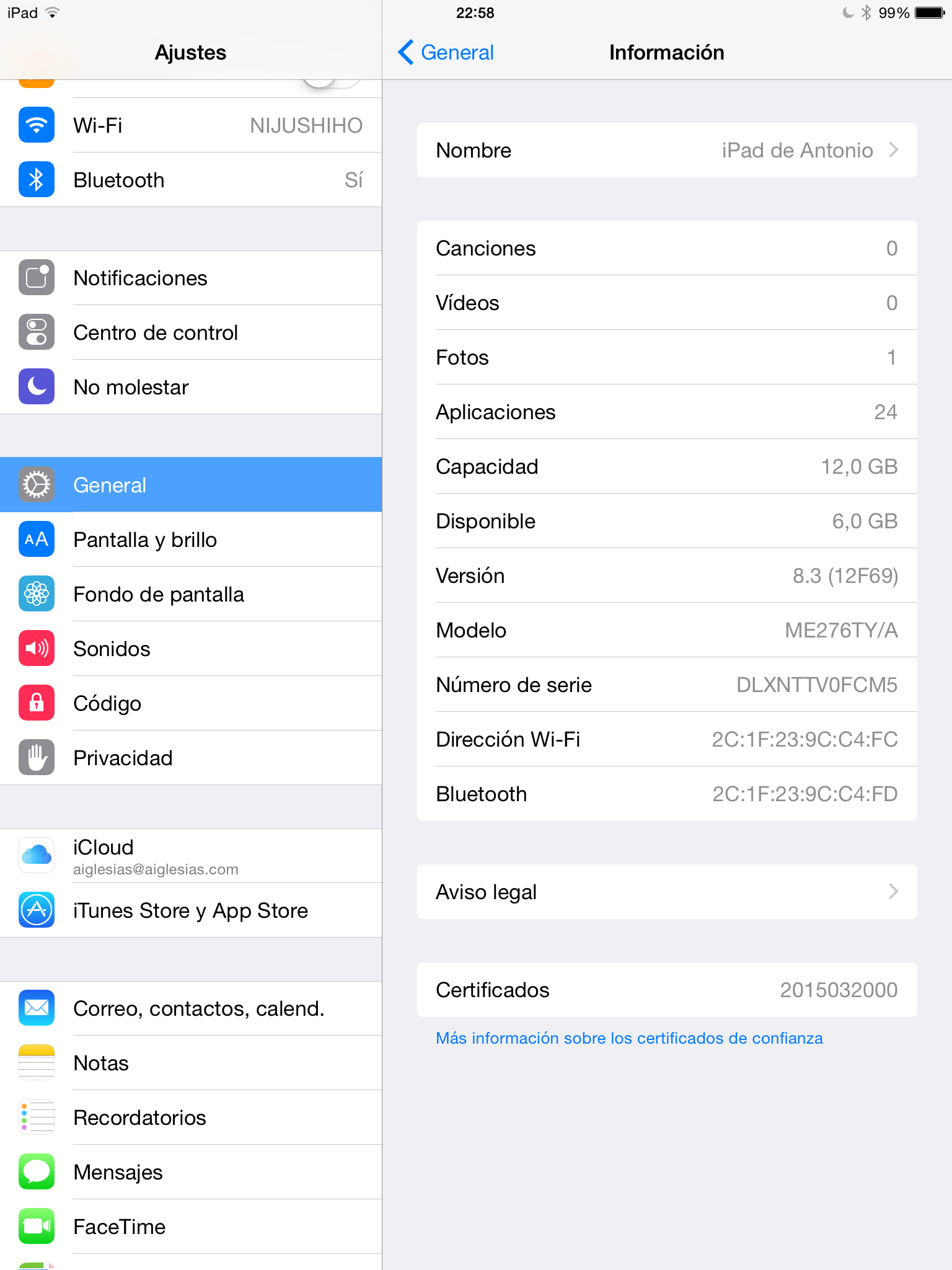 iOS 8.3 en un iPad mini