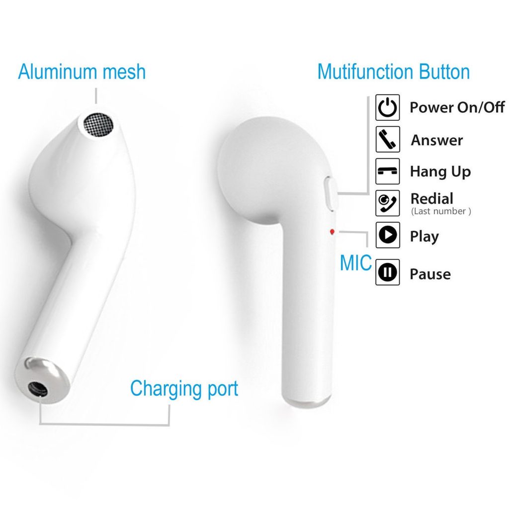 Auriculares Bluetooth Kelodo I7, funciones y carga